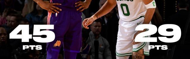 足球比赛-换队继续输！KD45分力压塔图姆 但他已连输绿军7次